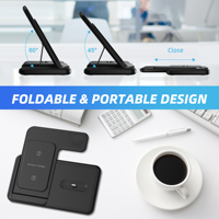 Station de charge sans fil magnétique 3-en-1 rapide 15W pour iPhone 17 16 15 14, iWatch et AirPods