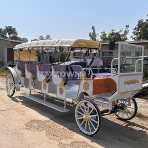 Élégante voiturette royale blanche à quatre rangées de sièges, véhicule électrique polyvalent pour visites de villas, à traction équine - Product Image 1