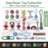Ensemble de jouets à mâcher en corde pour chien, peluche animale, corde en coton, pour chiens de petite et moyenne taille, entraînement à la traction, nettoyage des dents, personnalisable OEM ODM en gros