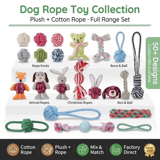 Dog Rope Chew Toy Set Animal Plush Cotton Rope Small Medium Dogs Tug Training Teeth Cleaning Custom OEM ODM Bulk