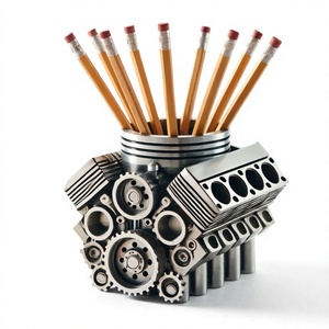 FQ Resin Silver V8 Engine Shaped High Quality Customized Logo <b>Pen</b> <b>Holder</b> Creative <b>Desk</b> /Organizer Office Art Gift 15x12x10cm - Product Image 4