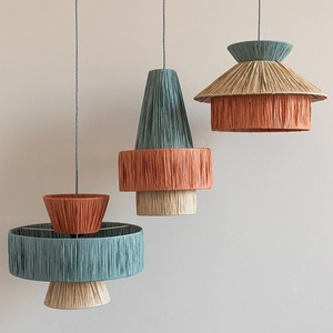 Lustre japonais rétro Wabi Sabi, luminaire suspendu rond à LED pour salon et salle à manger - Product Image 1