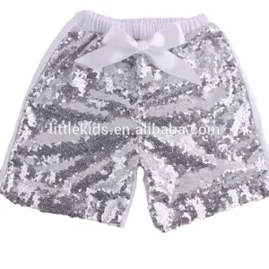 Sparkle Con Mô Hình Hình Ảnh Cutie Pie Cô Gái Flare Sequin Đảng Quần Short Bán Buôn Bé Toddler Trẻ Em Sequin Quần Short Với Bow