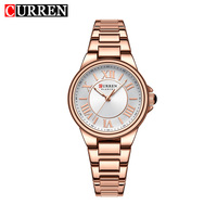 Montre à quartz CURREN 9091 ovale en alliage, bracelet en acier inoxydable pour femme, étanche, aiguilles lumineuses, design charmant, sport et mode