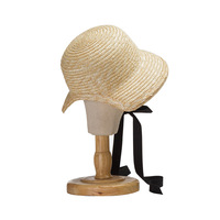 Sombrero de paja trenzado para niña y niño, gorra de paja de estilo Vintage, con correas para fijar, sombreros de Sol para senderismo con paja de trigo Natural