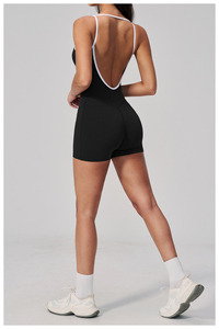 YIAN U Combinaison de yoga et de fitness sculptante à <span class=keywords><strong>dos</strong></span> en U, effet seconde peau, anti-frottement, avec bretelles color block - Product Image 3