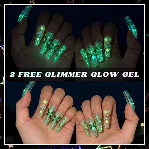 2 Vernis à ongles gel Glimmer Glow gratuits, scintillants et phosphorescents, pour nail art, durcissement UV, sûrs et longue tenue, pour des ongles tendance de nuit - Product Image 6