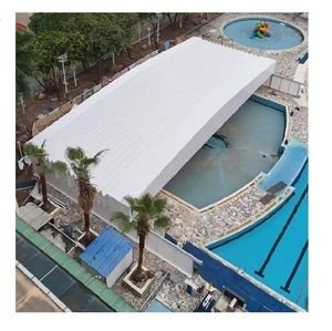 Tettoia parasole elettrica automatica retrattile per piscine, copertura superiore in acciaio per piscine, copertura scorrevole a grande campata per padiglioni sportivi - Product Image 1
