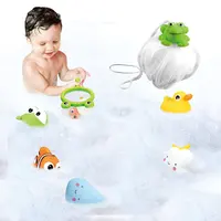 2020 sıcak satış kurbağa balık ağı saklama çantası kauçuk hayvan banyo topu oynamak su banyo oyuncakları çocuklar için