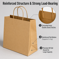 Sacs de shopping en papier kraft imprimés sur mesure avec poignées, sacs d'emballage de détail recyclables avec logo pour boutique, cadeau, événement