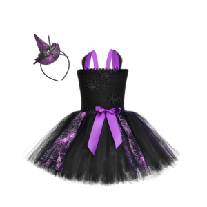 Directo <span class=keywords><strong>de</strong></span> fábrica al por mayor niños niña tutú falda vestido Halloween púrpura <span class=keywords><strong>bruja</strong></span> disfraz - Product Image 2