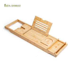 Venta caliente naturaleza bambú madera extensible antideslizante bañera <span class=keywords><strong>Caddy</strong></span> bandeja para baño Spa experiencia - Product Image 1