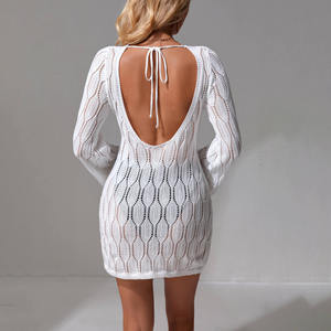 Style Solid Color <strong>Sexy</strong> Cutout See-through Beach Cover-up Bikini Swimsuit Beach Skirt for Women - Product Image 4
