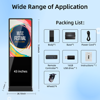 MWE USA Stock 43 pouces noir non tactile intérieur Lcd signalisation numérique support de sol annonces écran d'affichage pour centre commercial magasin de détail