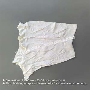 Trapos de lana blanca reciclada absorbentes para limpieza, trapos de lana de algodón recuperada para limpieza - Product Image 3