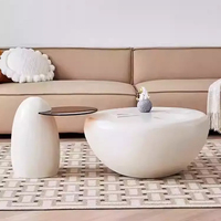 Zayshine nordique moderne verre crémeux FRP Base cadre verre comptoir Table basse cercle blanc salon meubles ensemble théière