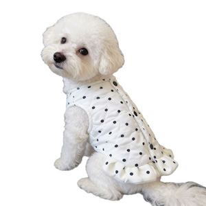 Gilet mignon à pois pour petits chiens (Bichon Frisé, Teddy, Pomeranian) – Collection Automne, rembourré avec doublure polaire, style coupe princesse - Product Image 5