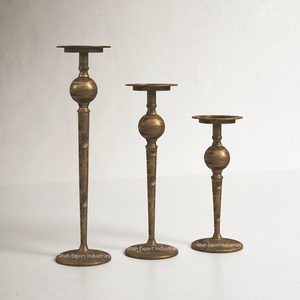 Ensemble de 3 bougeoirs à pilier en métal créatifs simples pour la décoration de maison et de mariage - Product Image 1