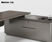 Escritorio de Oficina Ergonómico de Madera de Lujo Moderno y Duradero con Gabinete de Almacenamiento, Resistente al Agua, Escritorio Ejecutivo de Alta Gama