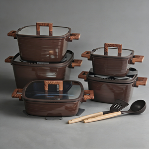 <span class=keywords><strong>Set</strong></span> di Pentole Classico da 12 Pezzi Quadrato per Pentola Antiaderente Blue Diamond con Manico in Bakelite Placcato Oro Ecologico - Product Image 2