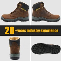 Chaussures de sécurité industrielles pour hommes, bottes de travail, embout en acier, anti-perforation, cuir Crazy Horse, semelle antidérapante en PU