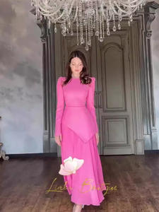 Robe pour femme, nouvelle collection été 2026, Europe et États-Unis, col rond, manches longues, mode, pliage diagonal, coupe ajustée - Product Image 5