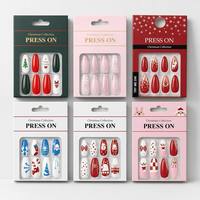 Lot de faux ongles de Noël à presser en gros, motifs festifs Père Noël et flocons de neige, collection hiver personnalisée OEM