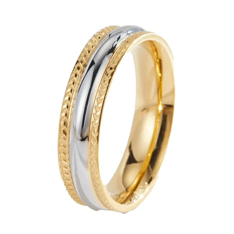 Titanium Stalen Ring Tweekleurige Eenvoudige Roestvrijstalen Cirkel Mode Sieraden Ringen