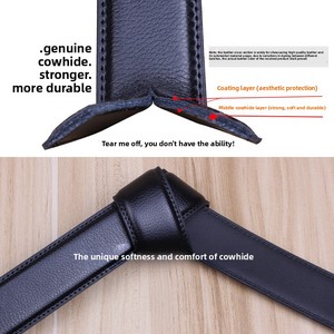 Ceinture d'affaires en cuir de <span class=keywords><strong>vachette</strong></span> véritable avec boucle automatique en alliage, longueur réglable de 110 à 125 cm pour un usage quotidien professionnel et décontracté - Product Image 4