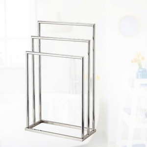 Porte-serviettes autoportant en acier inoxydable à plusieurs niveaux, support moderne pour serviettes de bain et décoration de salle de bain - Product Image 2