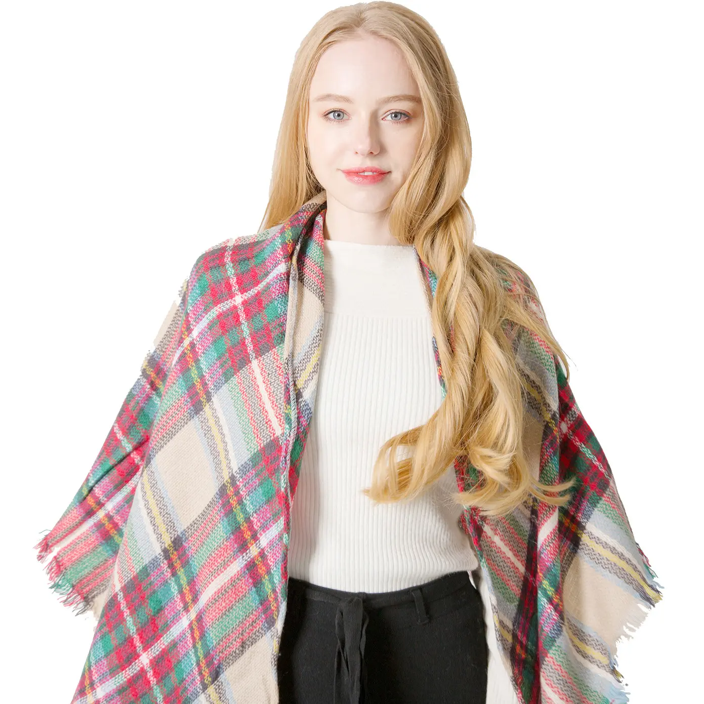 Popolare inverno donna Plaid quadrato asciugamano triangolo sciarpa coperta fronte-retro sciarpa donna sciarpe calde addensate