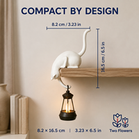 Lampe de chevet ludique en forme de chat blanc pour bord d'étagère, lanterne suspendue décorative pour bibliothèque, bureau et cadeau