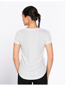 T-shirt blanc pour femme Munns & Mars en tissu polyester uni avec col rond et manches courtes, idéal pour la salle de sport - Product Image 2