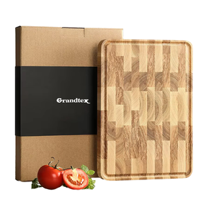 Planche à découper carrée en teck massif de haute qualité, non toxique, à grain transversal, réversible, multi-usages, compatible lave-vaisselle - Product Image 1