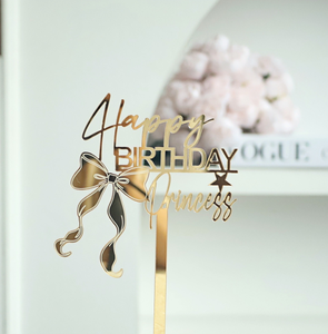 La dernière décoration de gâteau d'anniversaire en acrylique style Ins, nœud de princesse, accessoire pour gâteau d'anniversaire - Product Image 3