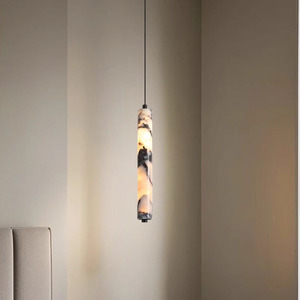Lámpara Colgante Larga Estilo Mármol, LED E26, Luz Cálida, para Entrada de Casa, 4x28cm - Product Image 4