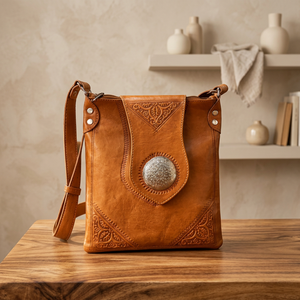 Women Genuine Leather Crossbody <b>Bag</b> Classic Style Embossed Pattern Zipper Closure Soft Handle Durable Design - Product Image 4