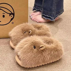 Nuove <span class=keywords><strong>pantofole</strong></span> di cotone per le donne Kapibala moda Hairy Drag Cartoon riccio peloso casa calore cotone Drag all'ingrosso - Product Image 3