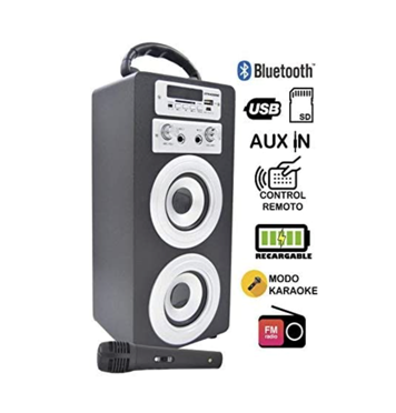 wireless portable karaoke speaker 10W, 1 microphone included, FM radio, USB/SD player