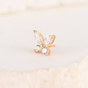 14K прочное золото M0.8 с внешней резьбой в форме бабочки, 1,5*3,0 мм, циркониевые украшения для пирсинга - Product Image 3