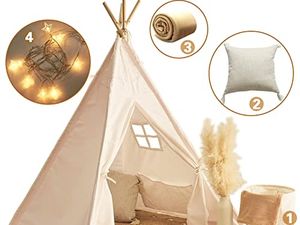 Tienda de Juegos Infantil de Algodón Blanco Personalizada, Tipi Suave <span class=keywords><strong>para</strong></span> Niñas, Regalo de <span class=keywords><strong>Cumpleaños</strong></span> - Product Image 3