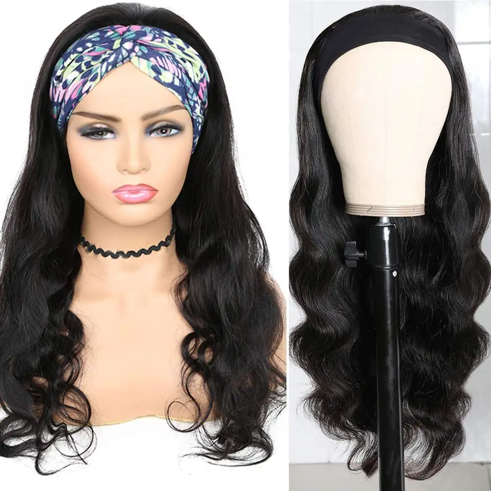 Wholesale 100 % Brazilian Human Hair Cut from a Young Girl,Hot Selling Unprocessed Virgin Body Wave Headband Wigs Human Hair