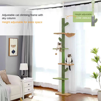Modélisation de cactus vert de haute qualité Hauteur réglable Matériau en sisal Arbre Tour d'escalade multicouche verticale pour chat Poteau à gratter