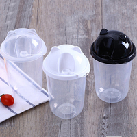 Tapa de domo para oso, desechable, de inyección, 90 mm, tapas de plástico para vasos de burbujas, material PP de grado alimenticio, tapa de panda con tapón, MOQ 500 unidades