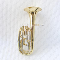 High End Brass Body Baritone Horn 3+1 Valves 3 Water Keys Clear Lacquer and Bb Tone Baritone Horn