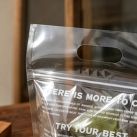 Sachet alimentaire transparent personnalisé à fermeture éclair pour boulangerie, avec poignée découpée