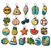 Porte-clés personnalisé en PVC pour l'été, idéal pour les fêtes sur la plage, les vacances, porte-clés en caoutchouc découpé, breloque tropicale personnalisée, cadeau