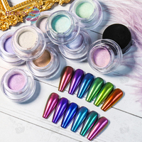 Poudre Magique Effet Miroir Optique Caméléon Changeant de Couleur pour Nail Art de Luxe avec Effet Miroir Diamant Brillant