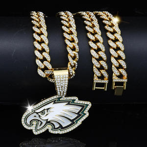 Collar de Cadena de Aleación Unisex con Colgante de los Philadelphia Eagles de 2.3 Pulgadas, Plateado, Chapado en Oro, <span class=keywords><strong>Serie</strong></span> Deportiva de Fútbol Americano, Gran Venta - Product Image 5