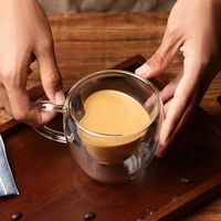 Mug à café isotherme à double paroi en borosilicate de haute qualité, capacité 180-250 ml, design créatif, compatible micro-ondes et lave-vaisselle, pour la maison/le bureau